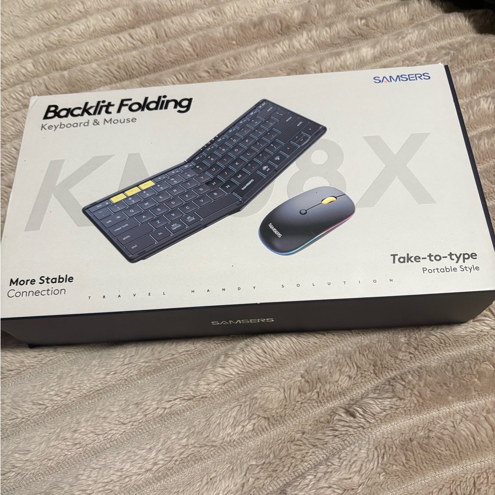 Black Backlit Folding Keyboard and Mouse Set